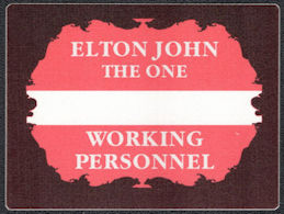 ##MUSICBP1275 - Horizontal Elton John OTTO Cloth Backstage Pass from the 1992 The One Tour