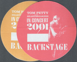 ##MUSICBP1731 - Pair of Tom Petty and the Heartbreakers OTTO Cloth Backstage Passes from the 2001 East Coast Invasion Tour