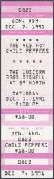 ##MUSICBPT0067 - Red Hot Chili Peppers Tickets from the 1991 Concert at The Unicorn in Houston, Texas