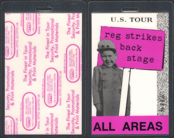 ##MUSICBP0823 - Elton John Laminated All Areas OTTO Backstage Pass from the 1988 Reg Strikes Back Tour