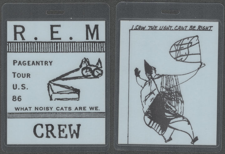 ##MUSICBP1956 - Rare R.E.M. OTTO Laminated Crew Pass from the 1986 Pageantry Tour