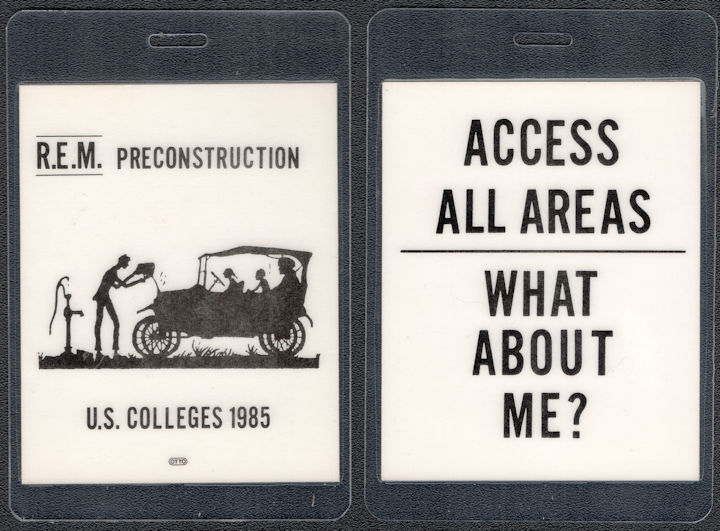 ##MUSICBP1023 - 1985 R.E.M. Laminated OTTO All Areas Access Backstage Pass from the Preconstruction U.S. Colleges Tour