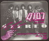 #MUSIC032  - 1981 REO Speedwagon Radio Promo OTTO Commemorative Backstage Pass Boston - Q107