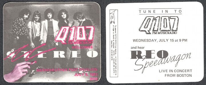 ##MUSICBP1062  - 1981 REO Speedwagon Radio Promo OTTO Cloth Backstage Pass Merriweather Post Pavilion