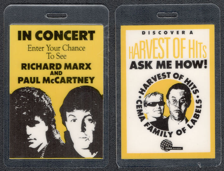 ##MUSICBP1052 - Paul McCartney and Richard Marx Laminated Backstage Pass