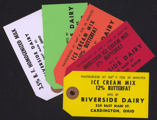 #DA064 - Group of 5 Different Riverside Dairy Cream Can Tags
