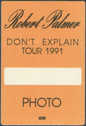 ##MUSICBP1669 - Robert Palmer OTTO Cloth Photo Pass for the 1991 Don't Explain Tour