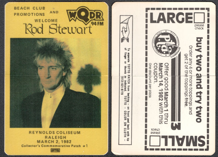 ##MUSICBP1034 - Rod Stewart Cloth Radio Backstage Pass from the 1982 Concert in Raleigh