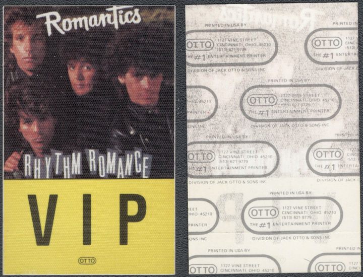 ##MUSICBP2009  - Romantics OTTO Cloth VIP Backstage Pass from the 1985 "Rhythm Romance" Tour