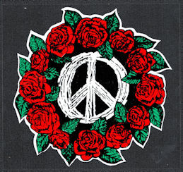 ##MUSICGD2053 - Grateful Dead Car Window Tour Sticker/Decal - Rose Circle with a Peace Symbol in the Middle