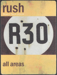 ##MUSICBP1989 -  Rush OTTO Cloth All Areas Backstage Pass from the R30 Tour in 2005