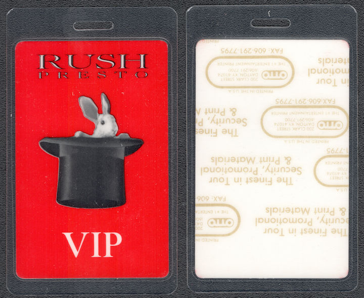 ##MUSICBP1031 - Uncommon Rush OTTO Laminated "VIP" Backstage Pass from the 1990 Presto Tour