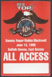 ##MUSICBP1043 - Harley Davidson/Buell Sammy Hagar and Bubba Blackwell Cloth All Access Backstage Pass from the 1999 Concert in Boston