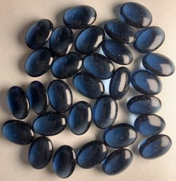 #BEADS1117 - Group of Thirty 14mm Transparent Sapphire Colored Glass Cabochons