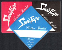 ##MUSICBP1046 - 3 Different Savatage Cloth Backstage Pass from the 1990 Gutter Ballet Tour