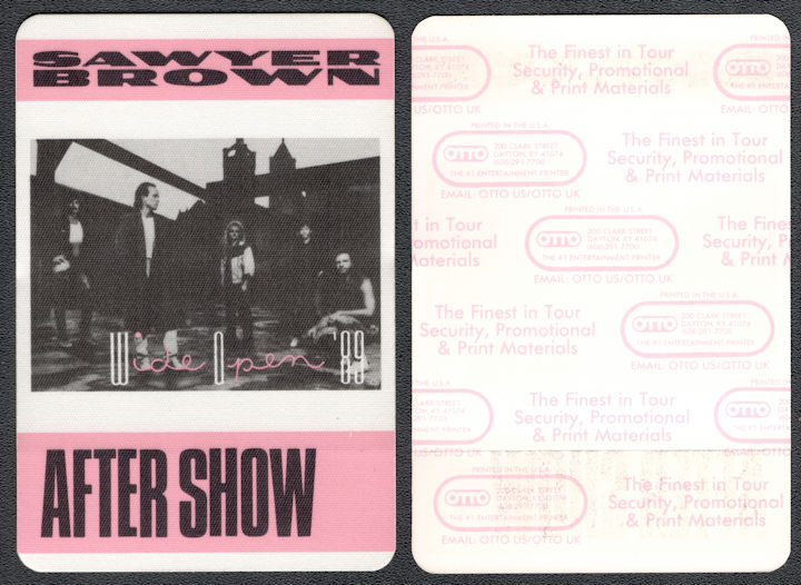##MUSICBP1042 - Sawyer Brown Cloth After Show Backstage Pass from the 1989 Wide Open Tour
