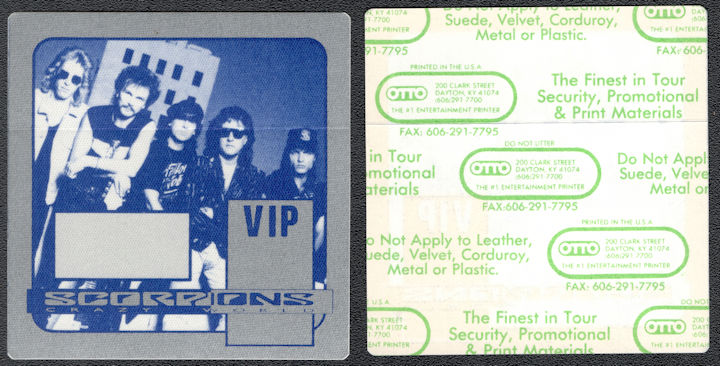 ##MUSICBP1039 - Scorpions Cloth VIP Backstage Pass from the 1990 Crazy World Tour