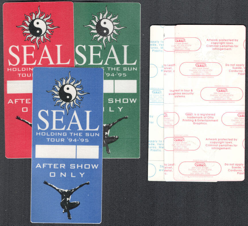 ##MUSICBP1041 - 3 Different Seal Cloth After Show Backstage Passes from the 1994/95 Holding the Sun Tour
