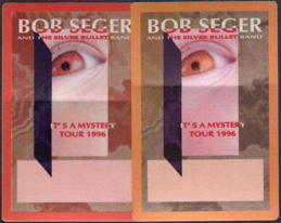 ##MUSICBP0193 - Pair of Bob Seger and the Silver Bullet Band OTTO Cloth Backstage Passes from the 1996 It's a Mystery Tour