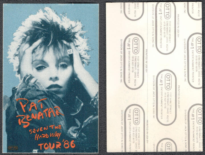 ##MUSICBP1323  - Rectangular 1986 Pat Benatar OTTO Backstage Pass from the Seven the Hard Way Tour
