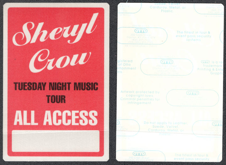 ##MUSICBP1037 - Sheryl Crow Cloth All Access Backstage Pass from the 1994 Tuesday Night Music Club Tour