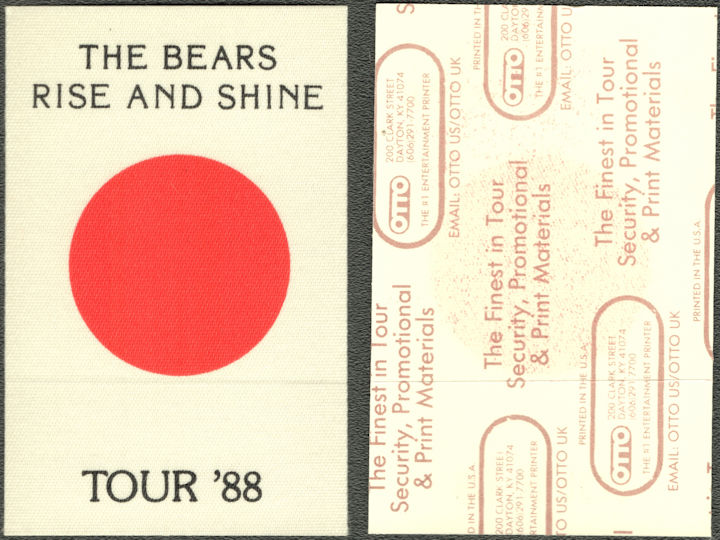 ##MUSICBP1768 - The Bears OTTO Cloth Backstage Pass from the 1988 Rise and Shine Tour