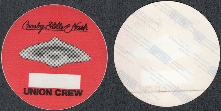 ##MUSICBP1825 - Crosby, Stills, and Nash Cloth OTTO Union Crew Pass from the Daylight Again Tour