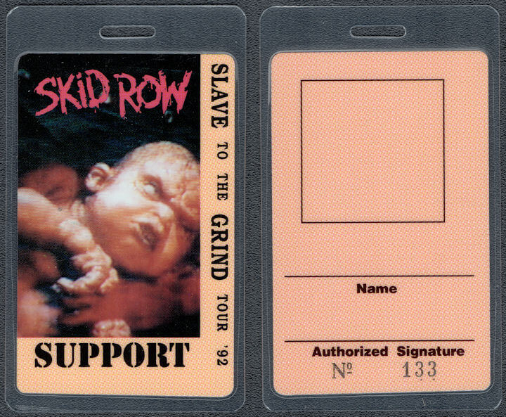 ##MUSICBP1688 - Uncommon Skid Row OTTO Laminated Support Pass for the 1992 Slave to the Grind World Tour