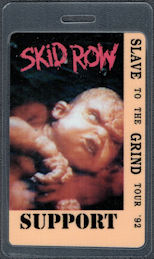##MUSICBP1688 - Uncommon Skid Row OTTO Laminated Support Pass for the 1992 Slave to the Grind World Tour