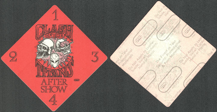 ##MUSICBP1810 - 1990 Clash of the Titans OTTO Cloth Backstage Pass - Megadeth, Slayer, Alice in Chains, Anthrax 