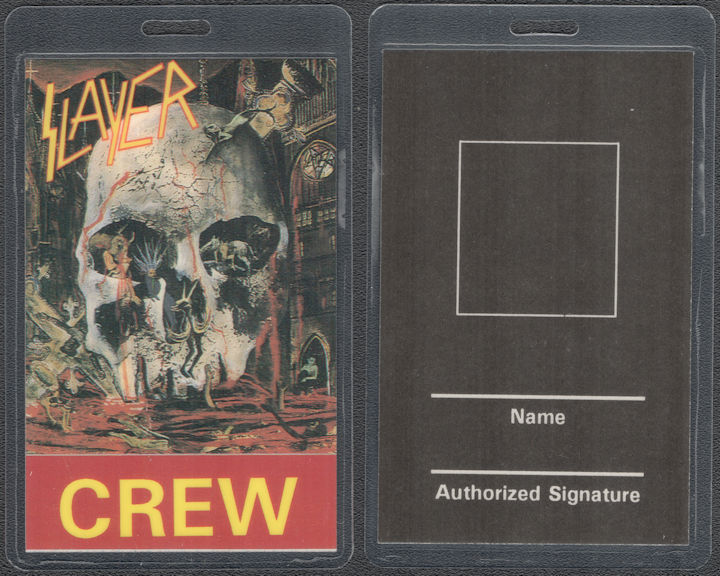 ##MUSICBP1896  - 1988 Slayer Laminated OTTO Crew Backstage Pass from the World Sacrifice Tour