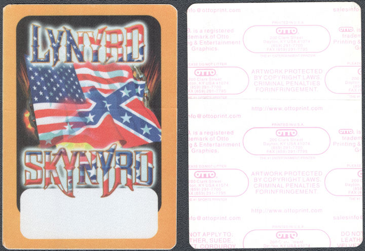 ##MUSICBP1634 - Lynyrd Skynyrd OTTO Cloth Backstage Pass from the 2001-02 Edge of Forever Tour