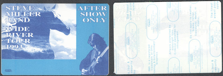 ##MUSICBP1421 - Steve Miller Band Cloth OTTO After Show Pass for the 1993 Wide River Tour