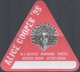 ##MUSICBP2101 - Alice Cooper OTTO Cloth Backstage Pass from the 1998 Rock 'n' Roll Carnival Tour