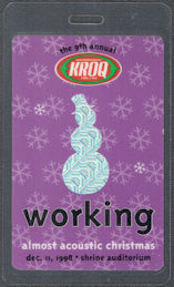 ##MUSICBP1412 - 1998 KROQ Almost Acoustic Christmas Laminated OTTO Working Pass - Korn, The Offspring, Blink-182