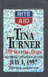 ##MUSICBP1973 - Uncommon Tina Turner Laminated OTTO VIP Pass from the 1997 Wildest Dreams Tour Show in Baltimore