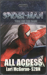##MUSICBP1389 - Spider-Man Turn Off the Dark OTTO Sheet Laminate All Access Pass from 2011 - Music Written by Bono (U2)
