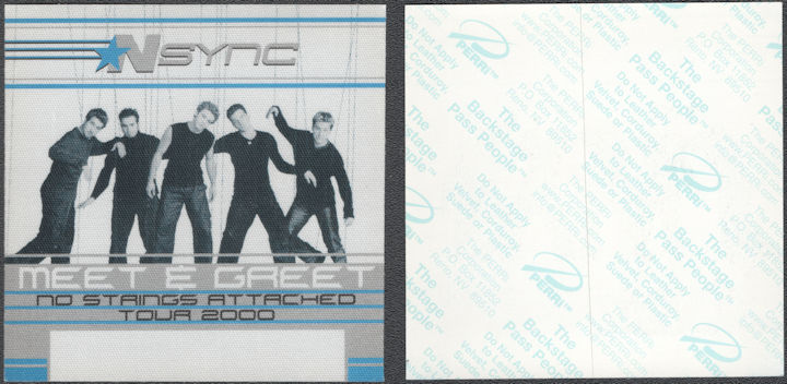 ##MUSICBP1914  - NSYNC cloth Perri Meet and Greet Backstage Pass from the No Strings Attached Tour - Justin Timberlake