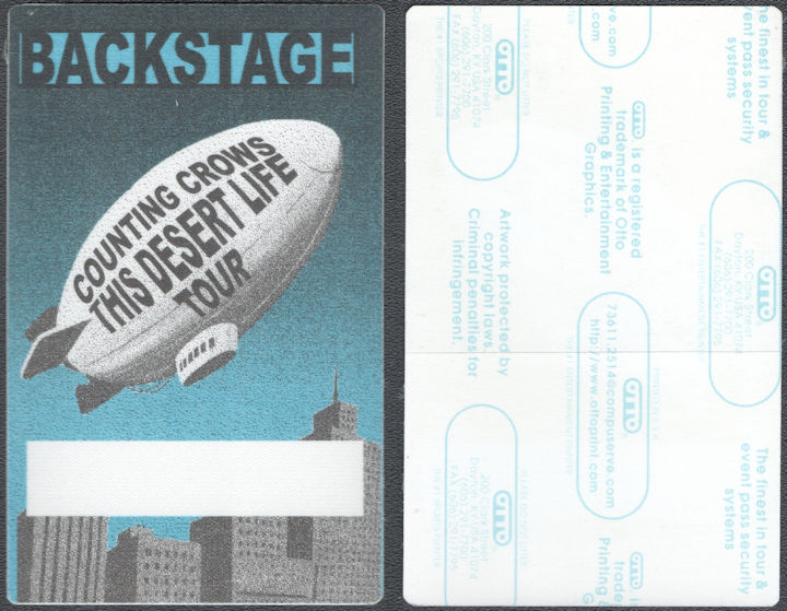 ##MUSICBP2181  - Counting Crows OTTO Cloth Backstage Pass from the 1999-2000 This Desert Life Tour