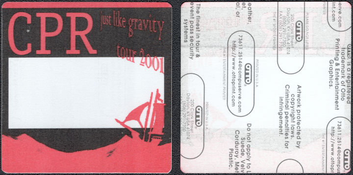 ##MUSICBP1827  - CPR (Crosby, Pevar, and Raymond) OTTO Cloth Backstage Pass from the 2001 Just Like Gravity Tour - David Crosby