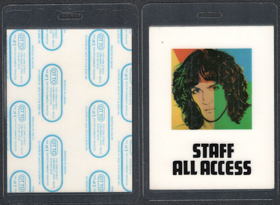 ##MUSICBP0425  - 1982 Andy Warhol Designed Otto Laminated All Access Billy Squier Backstage Pass from the 1982 Emotions in Motion Tour