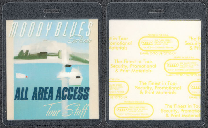 ##MUSICBP1326  - 1988 Moody Blues OTTO Laminated Staff Pass from the Sur la mer Tour