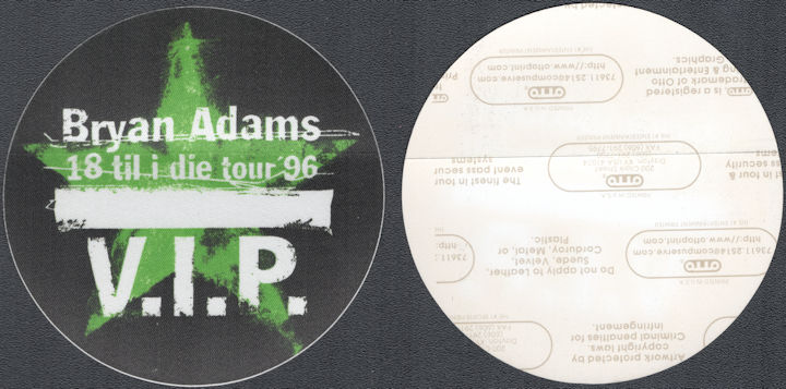 ##MUSICBP143  - Round 1997 Bryan Adams 18 til i die Tour OTTO Backstage Pass