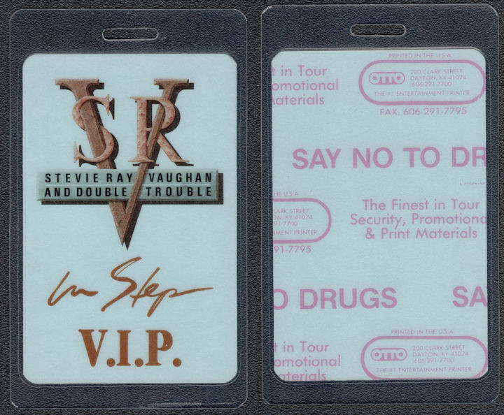 ##MUSICBP1064 - Stevie Ray Vaughan and Double Trouble OTTO Laminated V.I.P Backstage Pass from the 1989 In Step Tour 