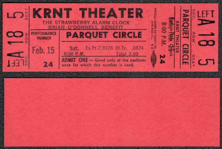 ##MUSICBPT0047 - 1969 The Strawberry Alarm Clock Ticket from the KRNT Theater