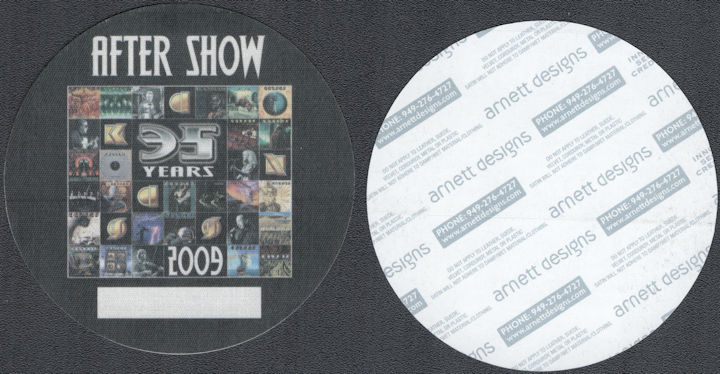 ##MUSICBP1925  - Round Kansas 35 Years Commemorative Cloth Arnett After Show Backstage Pass from 2009