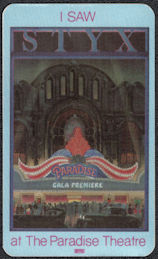 ##MUSICBP1076 - Styx OTTO Cloth Backstage Pass from 1981 Paradise Theatre Tour