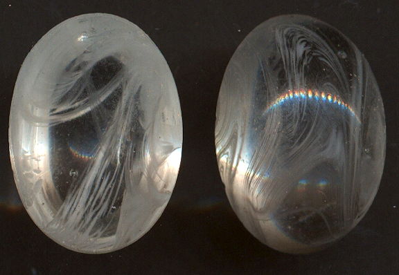 #BEADS0806 - Rare Huge 25mm Very High Domed Crystal Clear with White Inner Stripes Swarovski Cabochon
