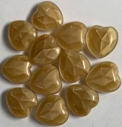 #BEADS0915 - Group of 12 Heart Shaped 12mm Tan Translucent Glass Cabochons