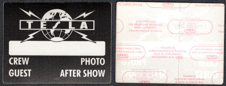 ##MUSICBP1210 - Tesla OTTO Cloth Backstage Crew/Guest/Photo/Aftershow Pass from the 1996 Best of Tesla Tour
